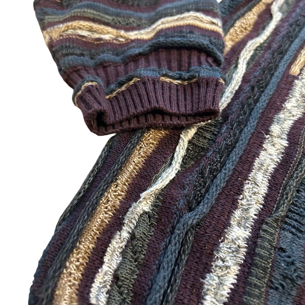Vintage 90s Earth Tone 3D Textured Knit Coogi Style Sweater Professor Core Large - Picture 7 of 14